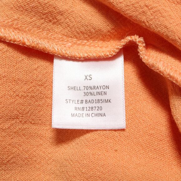 Blue Rain Peach Linen Blend Cropped Wide Leg Pants Drawstring Pockets Size XS - Picture 7 of 10